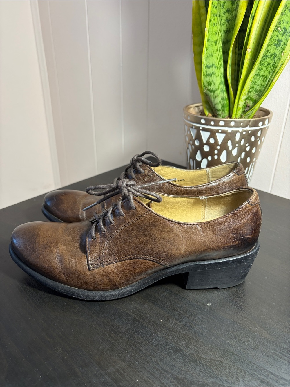 Frye Brown Leather Women's Lace-Up Oxford Shoes
